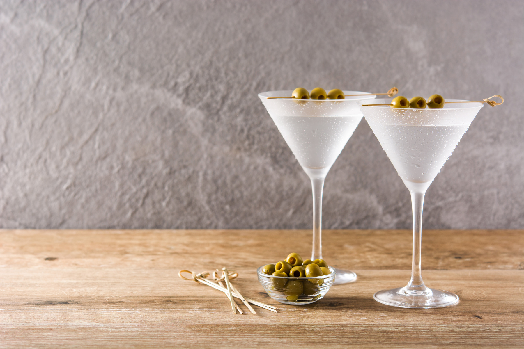 Classic Dry Martini with olives